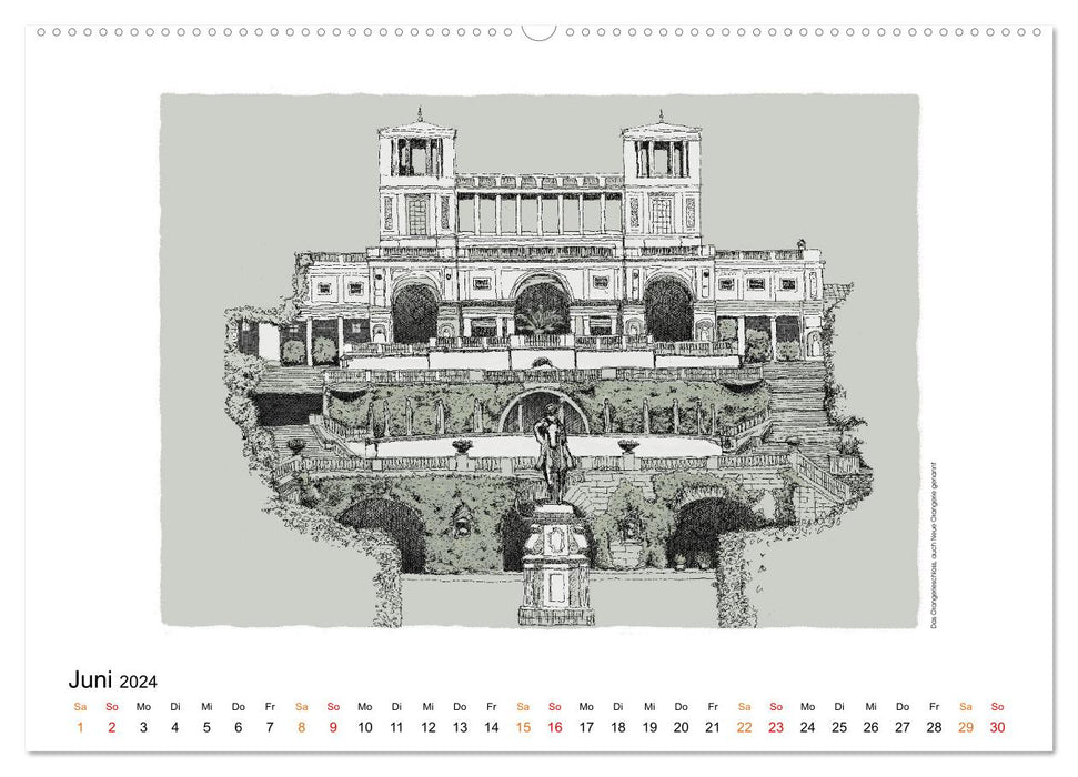 Potsdamer Sehenswürdigkeiten in Ink und Farbe (CALVENDO Wandkalender 2024)