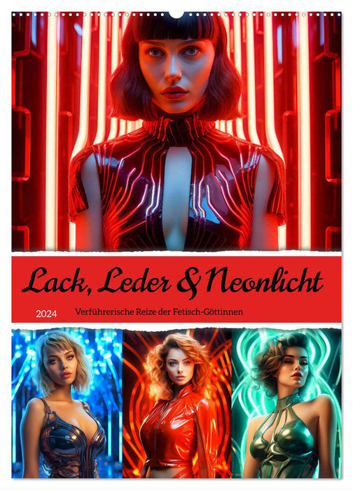 Lack, Leder und Neonlicht - Verführerische Reize der Fetisch-Göttinnen (CALVENDO Wandkalender 2024)