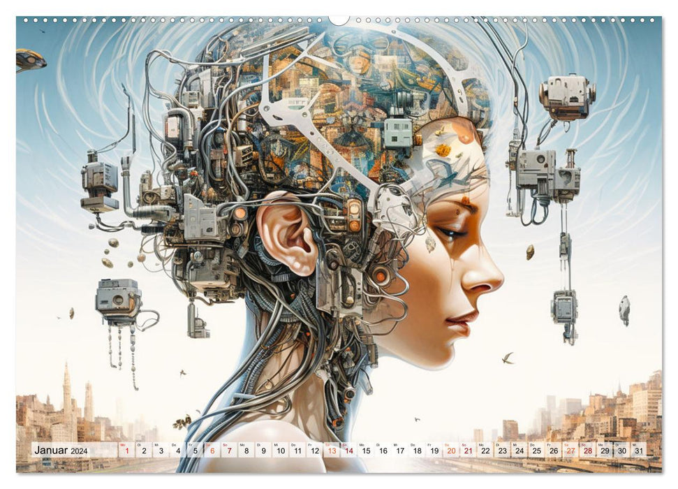 KI - Wie sich die künstliche Intelligenz selbst sieht (CALVENDO Premium Wandkalender 2024)