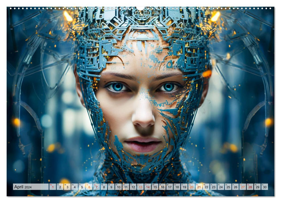 KI - Wie sich die künstliche Intelligenz selbst sieht (CALVENDO Premium Wandkalender 2024)
