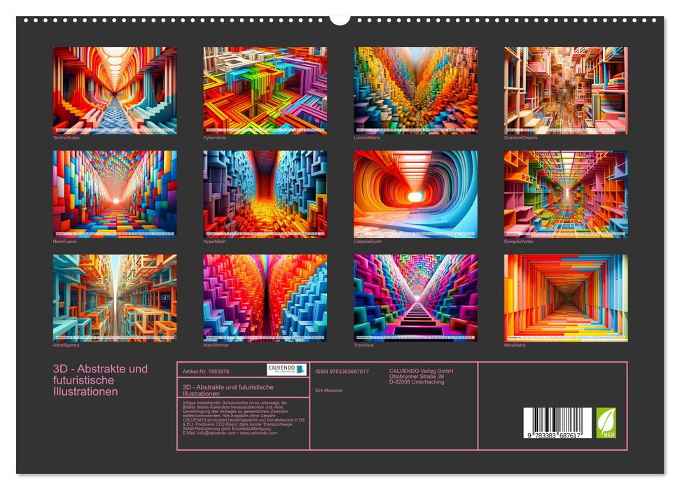 3D - Abstrakte und futuristische Illustrationen (CALVENDO Premium Wandkalender 2024)