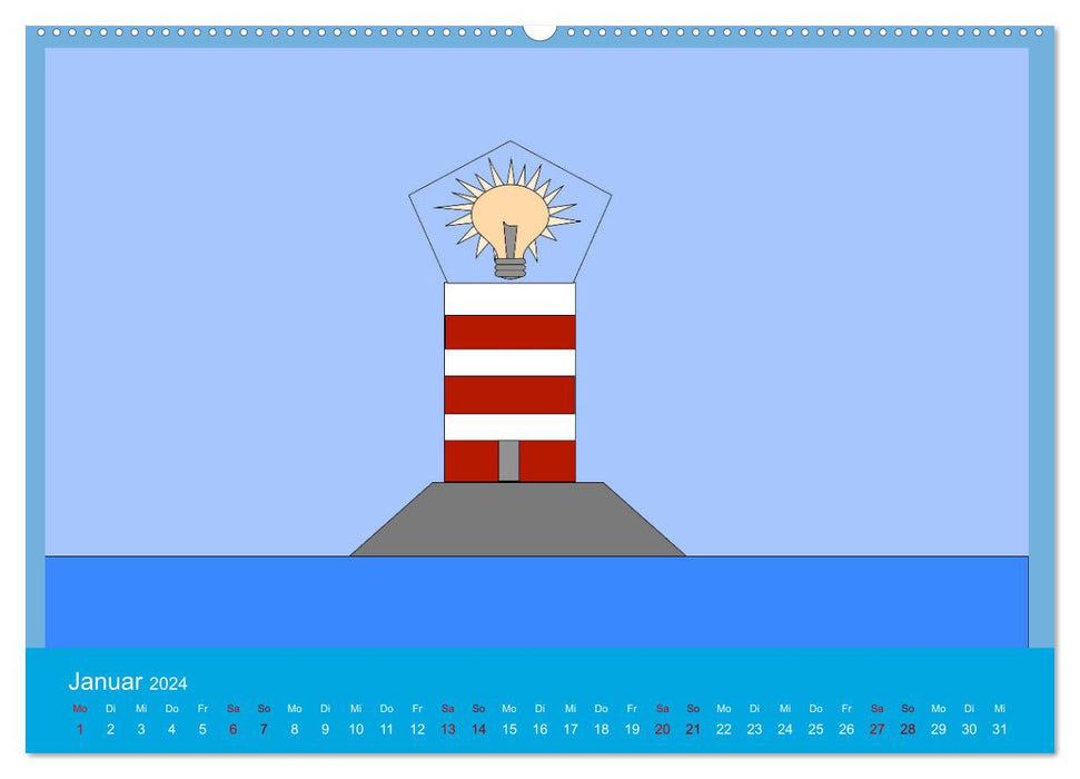 Leuchtturm im Meer (CALVENDO Wandkalender 2024)