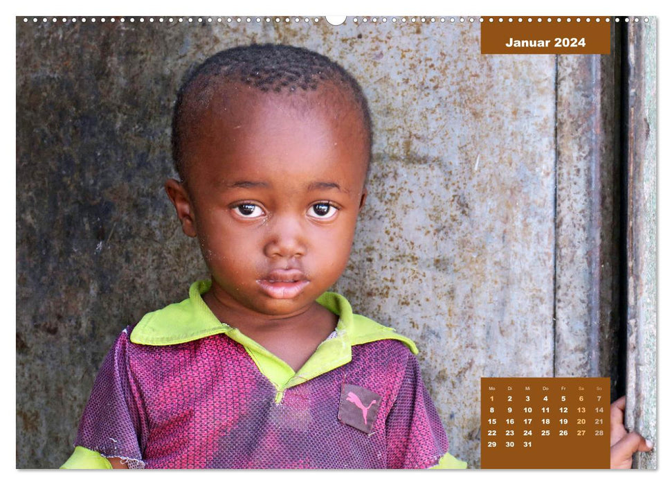 Portraits d'enfants d'Afrique (Calendrier mural CALVENDO Premium 2024) 