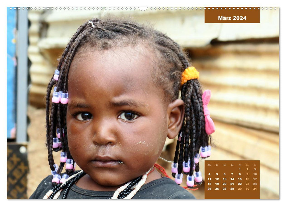 Portraits d'enfants d'Afrique (Calendrier mural CALVENDO Premium 2024) 