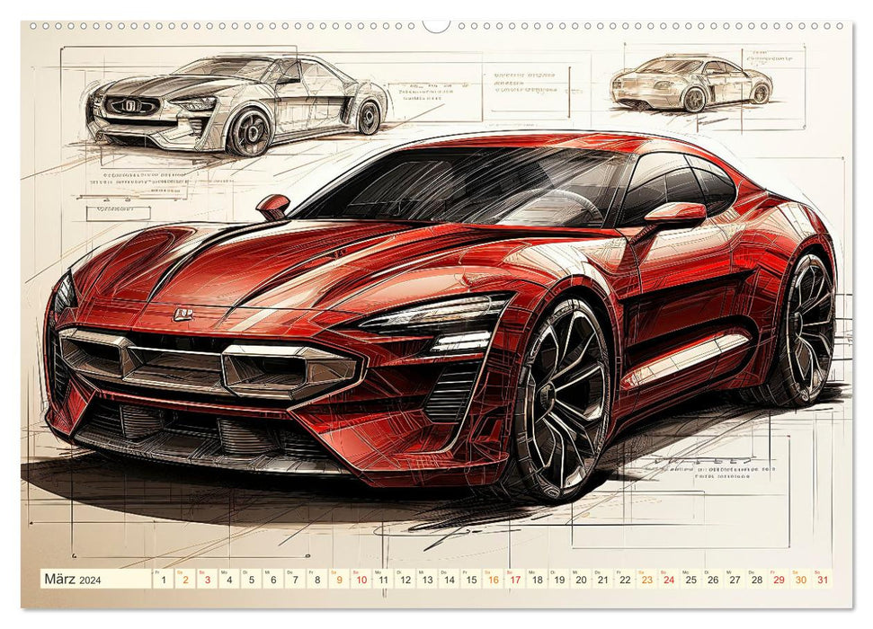 Focus sur l'avenir du design automobile (Calendrier mural CALVENDO Premium 2024) 