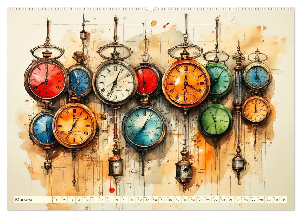Horloges Heure (Calendrier mural CALVENDO Premium 2024) 