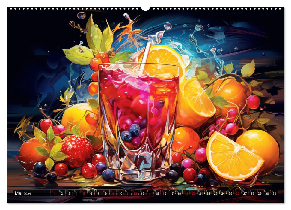 Cocktails. Variété de boissons fruitées (Calendrier mural CALVENDO 2024) 