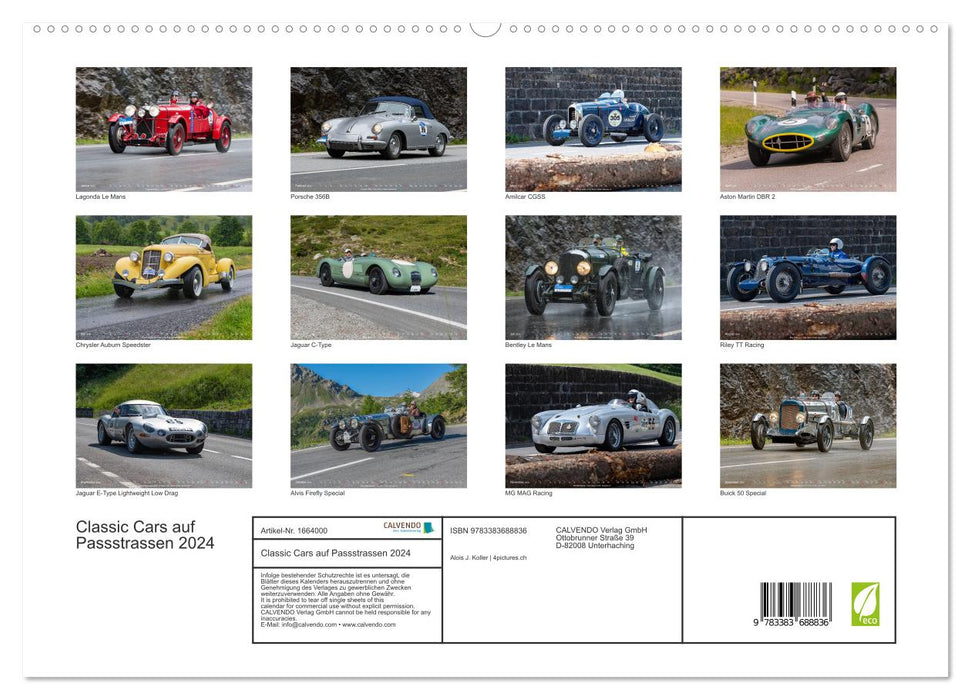 Classic Cars auf Passstrassen 2024 (CALVENDO Premium Wandkalender 2024)
