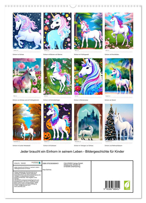 Tout le monde a besoin d'une licorne dans sa vie - histoire imagée pour les enfants (Calendrier mural CALVENDO Premium 2024) 