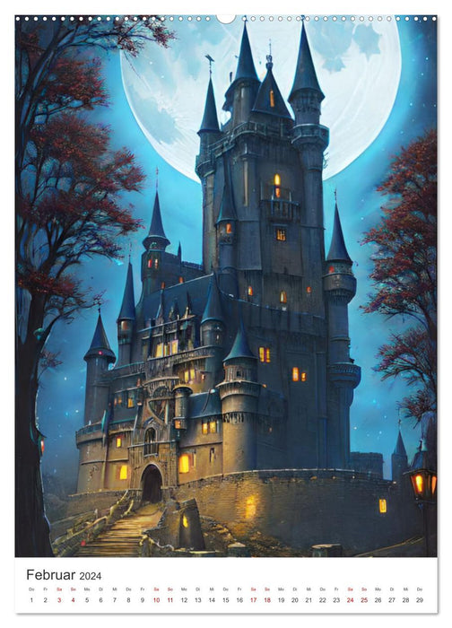 Fascination Moyen Âge - Des châteaux médiévaux et des dragons (Calendrier mural CALVENDO Premium 2024) 