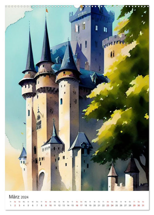 Faszination Mittelalter - Von mittelalterlichen Burgen und Drachen (CALVENDO Premium Wandkalender 2024)