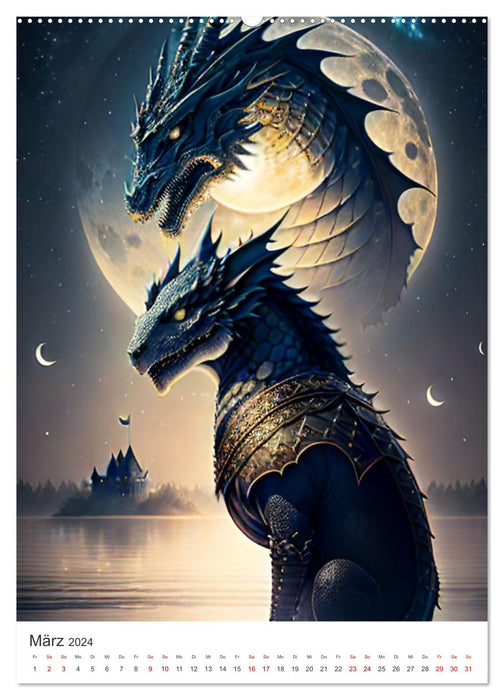 La Magie des Dragons – Mystique et Effrayant (Calvendo Premium Wall Calendar 2024) 