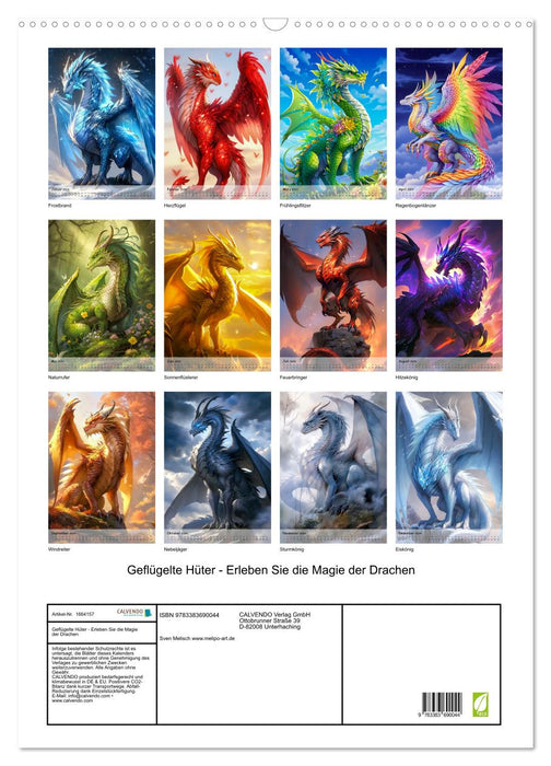 Geflügelte Hüter - Erleben Sie die Magie der Drachen (CALVENDO Wandkalender 2024)