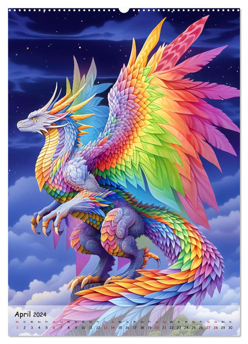 Gardiens ailés - Découvrez la magie des dragons (Calendrier mural CALVENDO 2024) 