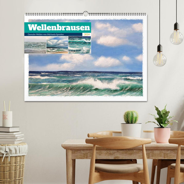 Wellenbrausen - Gemalte Wellen von Michaela Spreider (CALVENDO Wandkalender 2024)