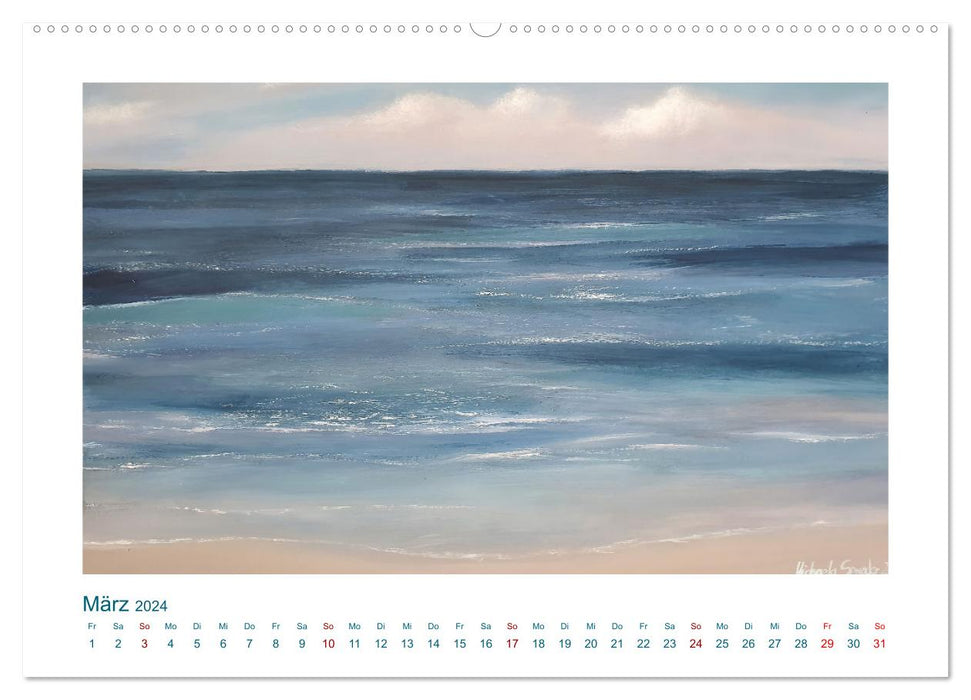 Wellenbrausen - Gemalte Wellen von Michaela Spreider (CALVENDO Premium Wandkalender 2024)