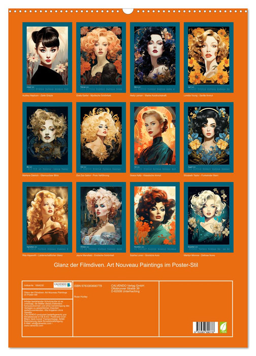 Glanz der Filmdiven. Art Nouveau Paintings im Poster-Stil (CALVENDO Wandkalender 2024)