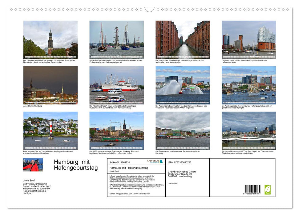 Hamburg mit Hafengeburtstag (CALVENDO Wandkalender 2024)