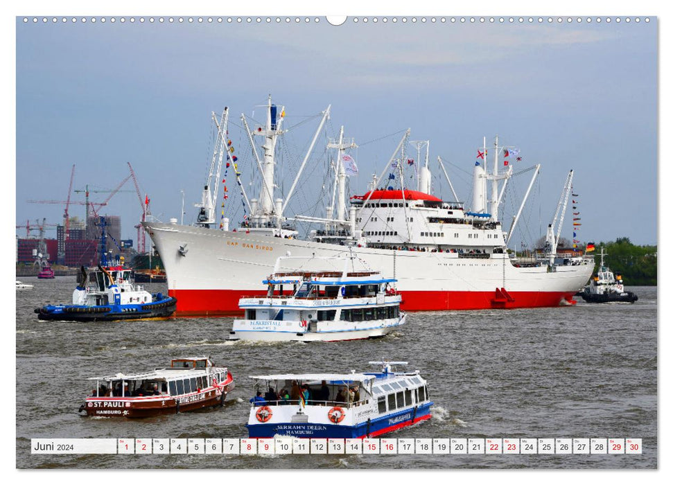 Hamburg mit Hafengeburtstag (CALVENDO Premium Wandkalender 2024)