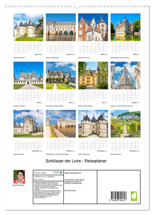 Schlösser der Loire - Reiseplaner (CALVENDO Premium Wandkalender 2024)