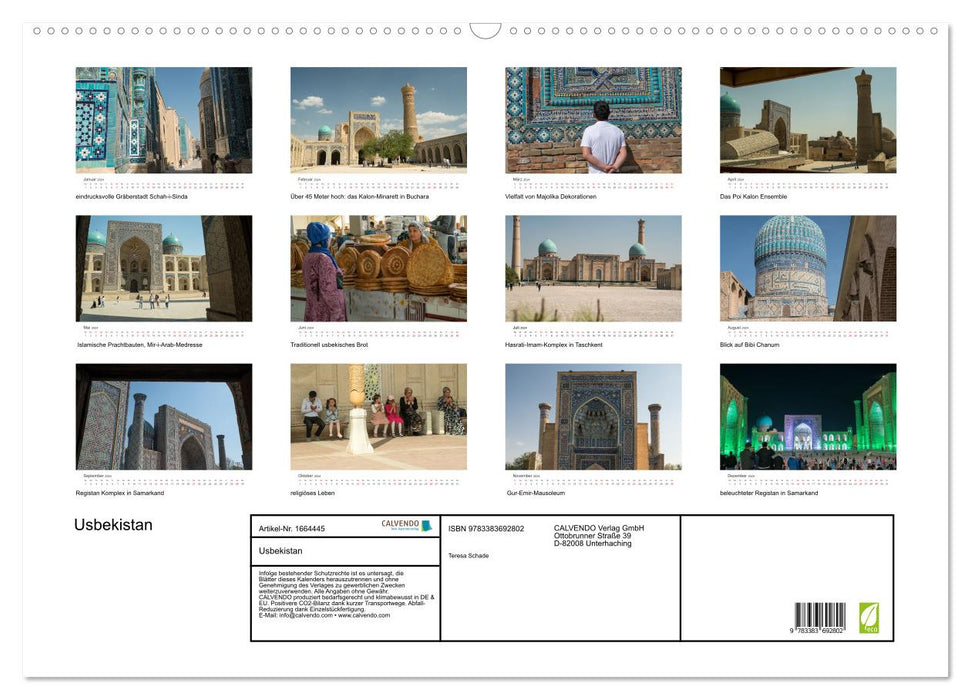 Usbekistan (CALVENDO Wandkalender 2024)