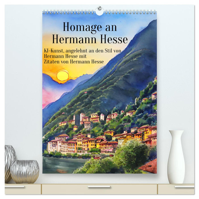 Homage an Hermann Hesse- KI-Kunst angelehnt an den Stil von Hermann Hesse mit Zitaten von Hermann Hesse (CALVENDO Premium Wandkalender 2024)