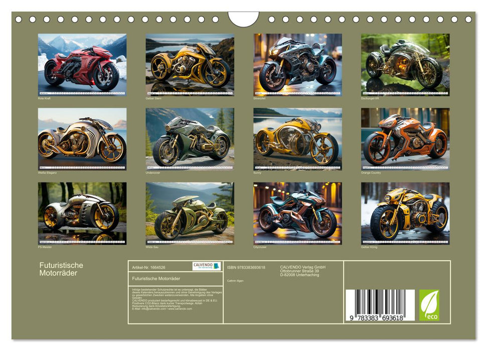 Futuristische Motorräder (CALVENDO Wandkalender 2024)