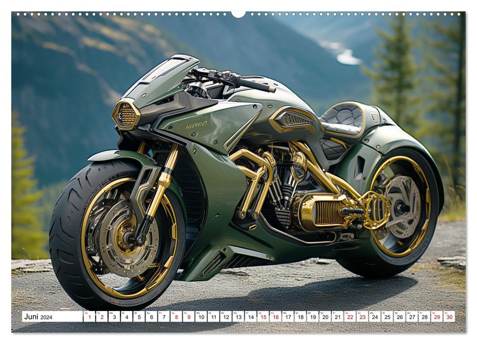 Futuristische Motorräder (CALVENDO Wandkalender 2024)
