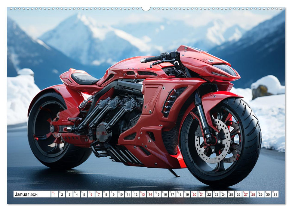 Futuristische Motorräder (CALVENDO Premium Wandkalender 2024)