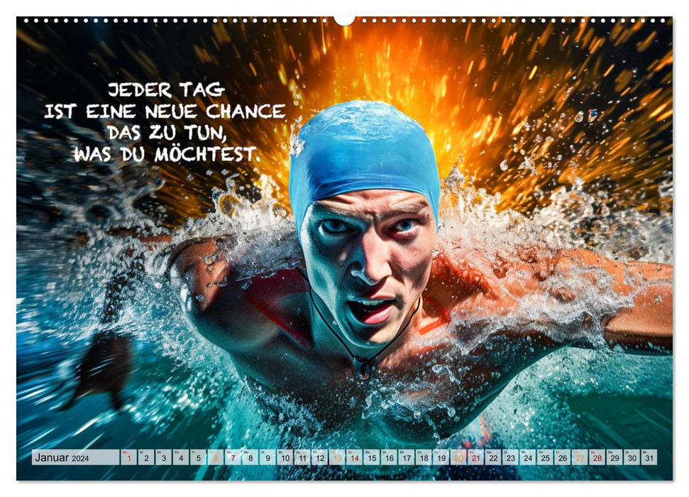 Schwimmen und Motivation (CALVENDO Wandkalender 2024)
