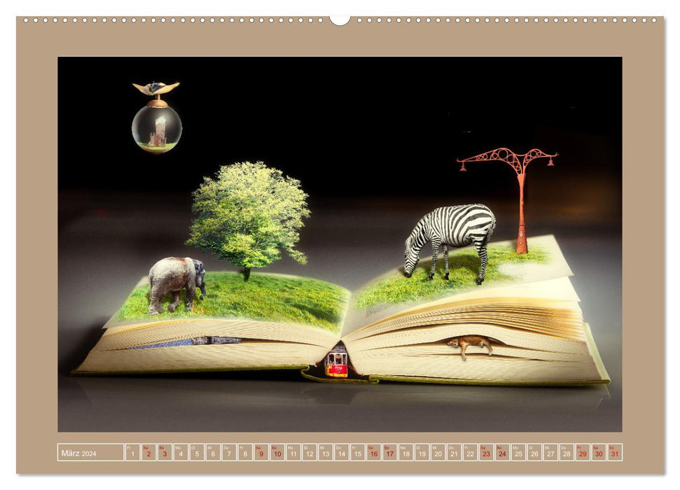 Bücher phantasievoll und sachlich (CALVENDO Premium Wandkalender 2024)