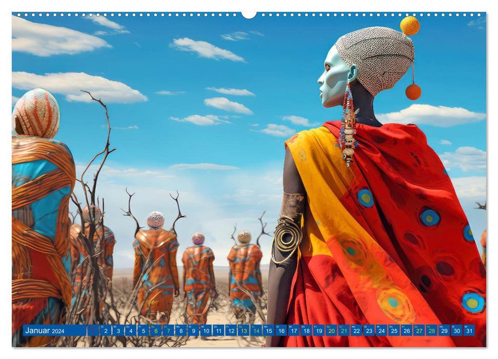 Surrealistische Bilder - Inspiriert von den Massai (CALVENDO Wandkalender 2024)