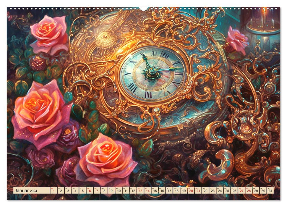 Floraler Steampunk (CALVENDO Premium Wandkalender 2024)