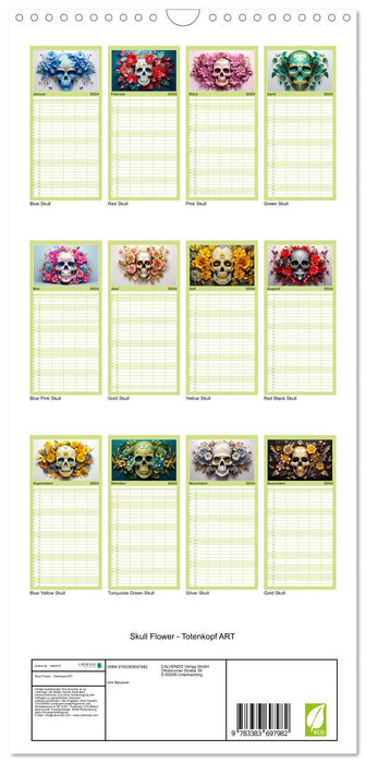 Skull Flower - Totenkopf ART (CALVENDO Familienplaner 2024)