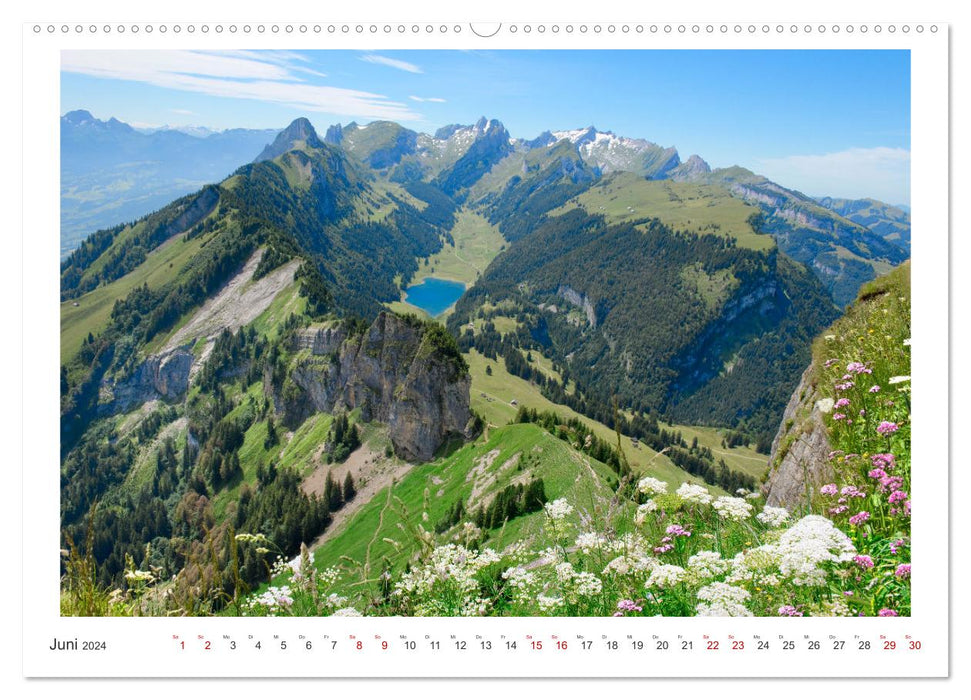 Unterwegs in der Schweiz: Wandern zu märchenhaften Bergen und Seen (CALVENDO Premium Wandkalender 2024)