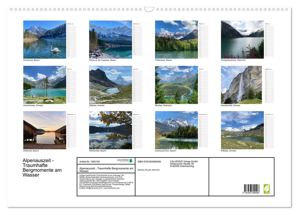 Alpenauszeit - Traumhafte Bergmomente am Wasser (CALVENDO Wandkalender 2024)