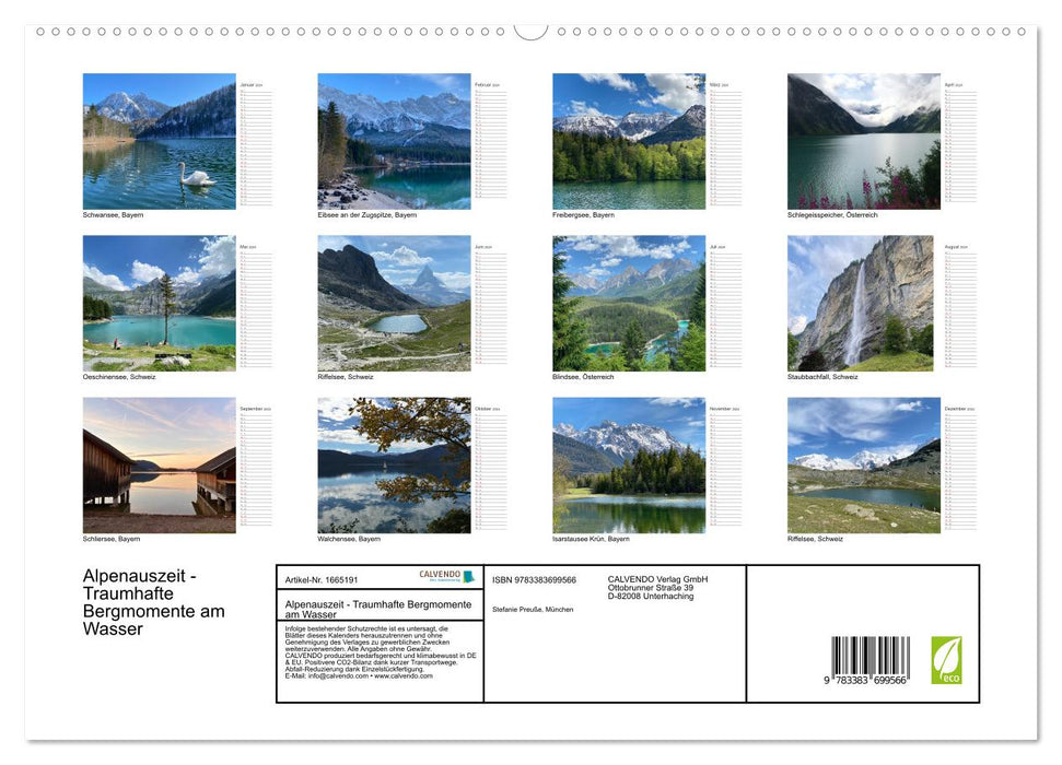 Alpenauszeit - Traumhafte Bergmomente am Wasser (CALVENDO Premium Wandkalender 2024)