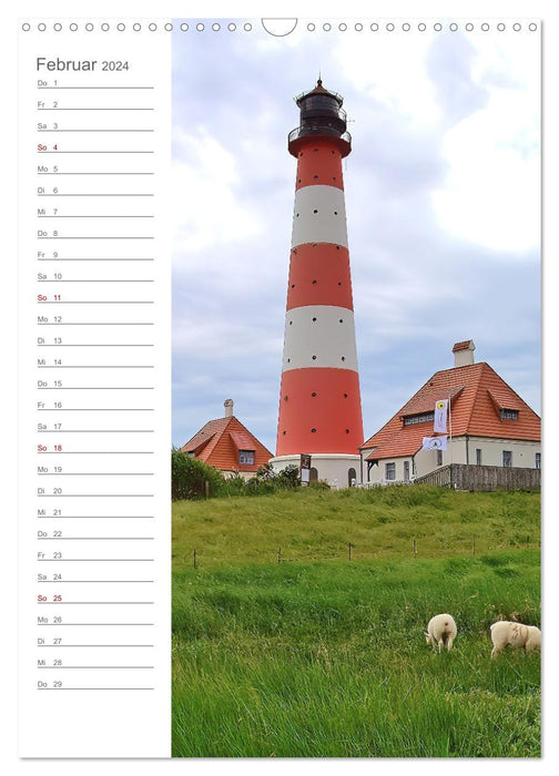 Leuchtender Geburtstagskalender - Leuchttürme an Ost-und Nordsee (CALVENDO Wandkalender 2024)