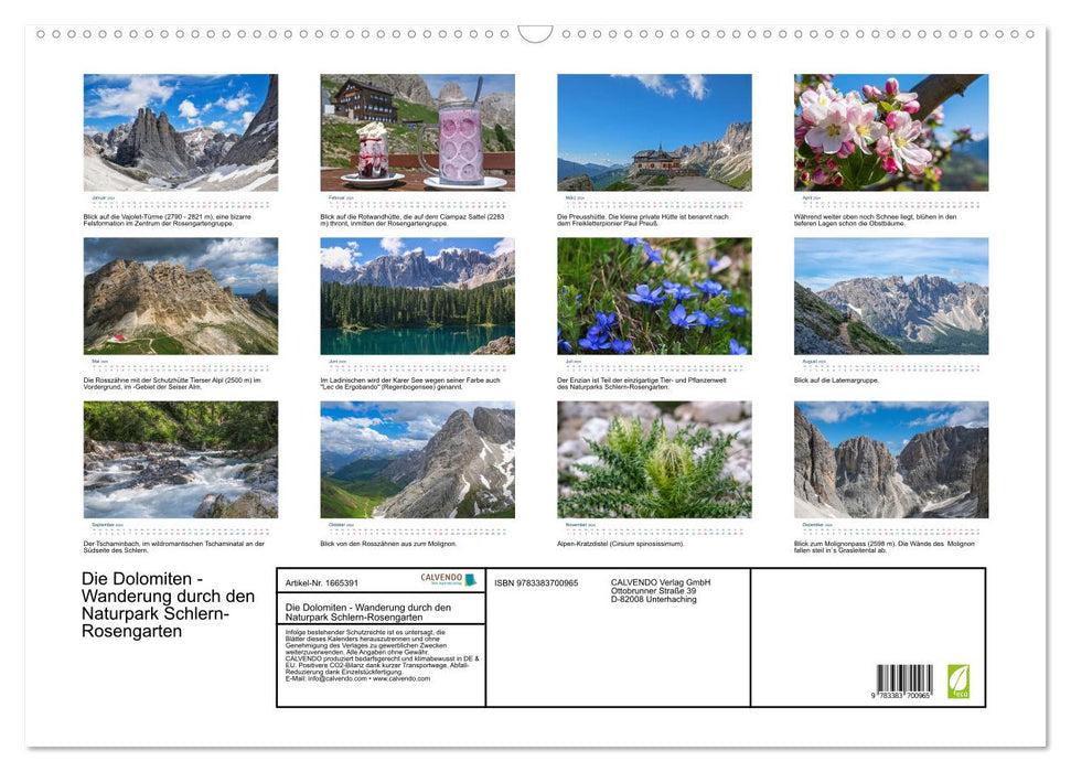 Die Dolomiten - Wanderung durch den Naturpark Schlern-Rosengarten (CALVENDO Wandkalender 2024)