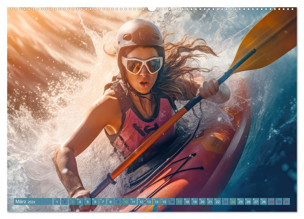 Kayak Wildwasser Sport (CALVENDO Wandkalender 2024)