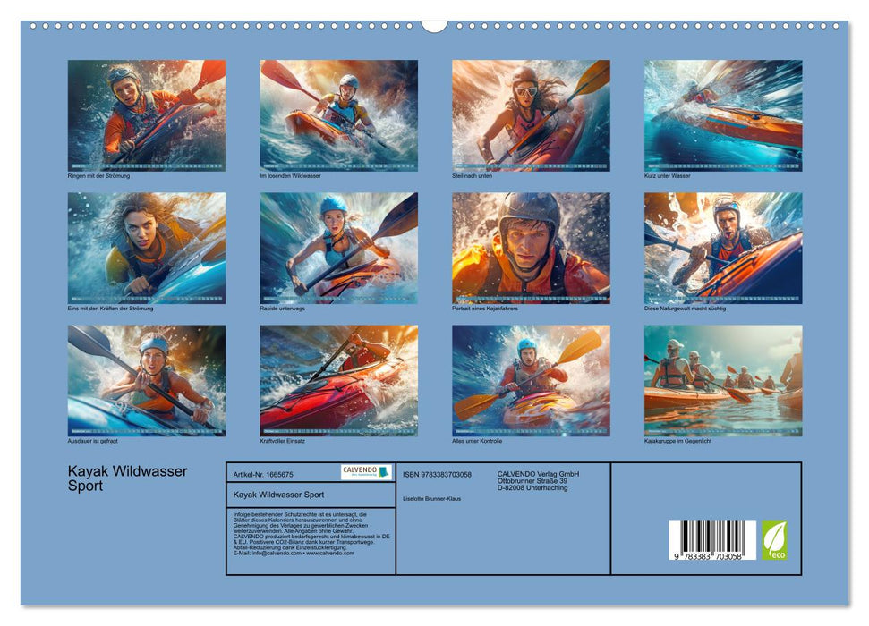 Kayak Wildwasser Sport (CALVENDO Premium Wandkalender 2024)