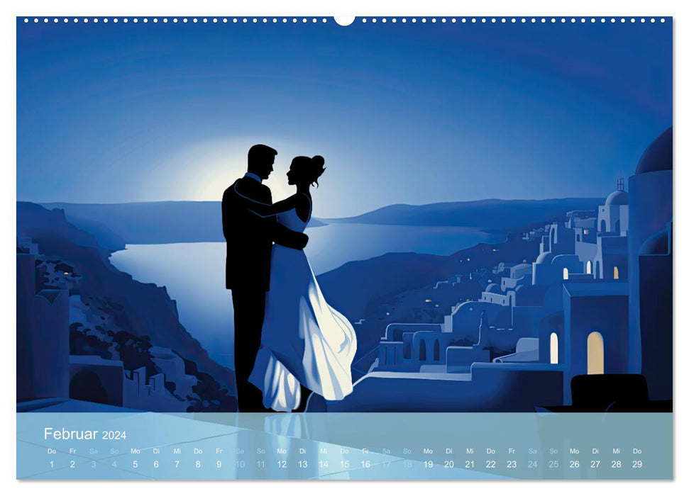 Santorini, Griechenland -Romatische Abendstimmung- (CALVENDO Wandkalender 2024)