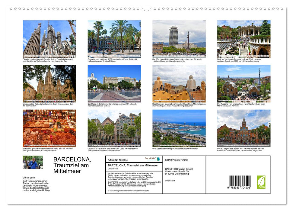 BARCELONE, destination de rêve sur la Méditerranée (Calendrier mural CALVENDO Premium 2024) 