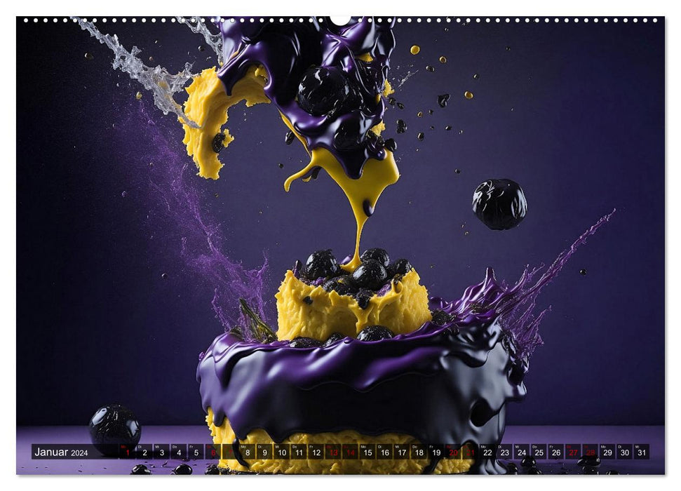 Combat de gâteaux - douce tentation (Calvendo Premium Wall Calendar 2024) 