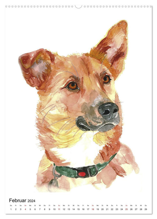 Portraits de chiens à l'aquarelle (Calendrier mural CALVENDO 2024) 