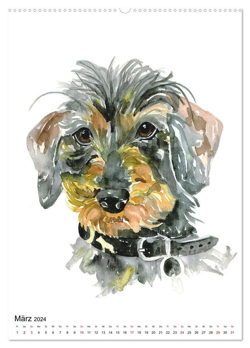 Hunde Porträts in Aquarell (CALVENDO Wandkalender 2024)