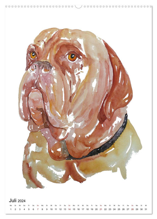 Hunde Porträts in Aquarell (CALVENDO Premium Wandkalender 2024)