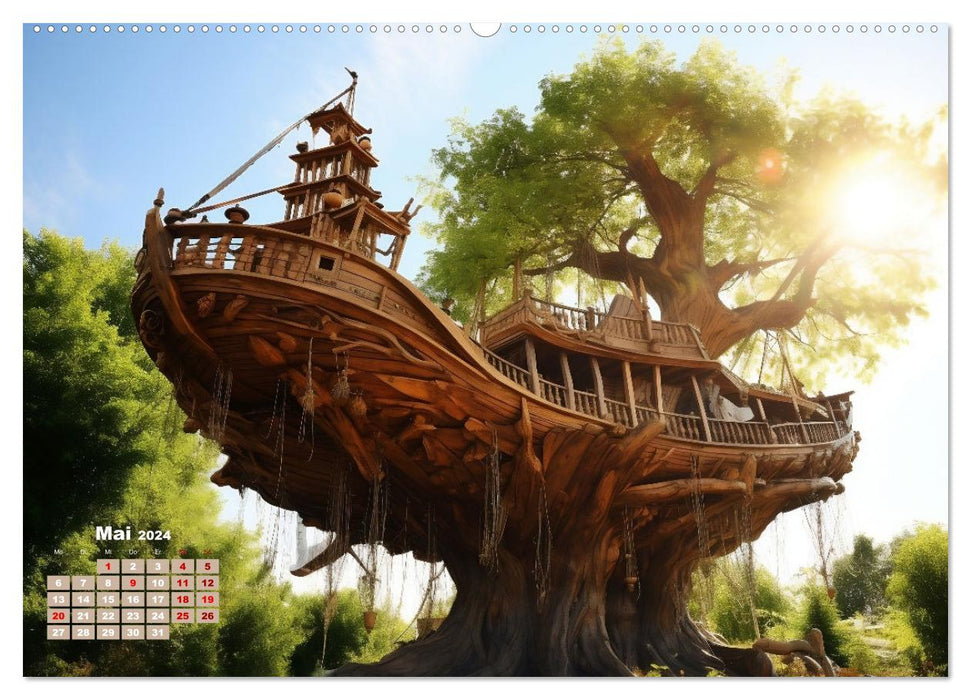 Cabanes dans les arbres - des châteaux de rêve dans les airs (calendrier mural CALVENDO 2024) 