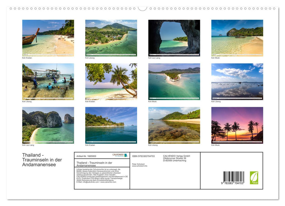 Thaïlande - îles de rêve dans la mer d'Andaman (Calendrier mural CALVENDO Premium 2024) 