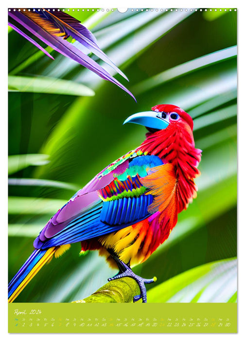 Exotische Vögel. Zauberhafte Vogelvielfalt mit KI (CALVENDO Premium Wandkalender 2024)